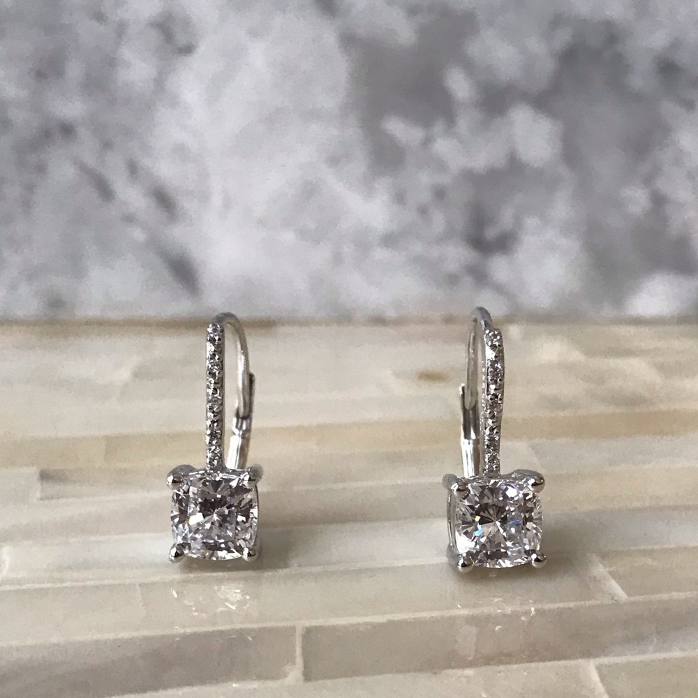 Princess Cut CZ Sterling Silver Earrings